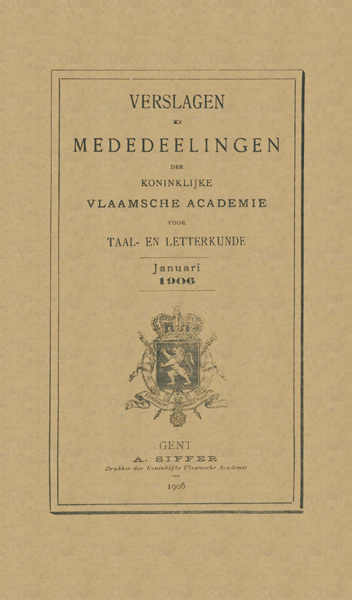 Titelpagina van Verslagen en mededelingen van de Koninklijke Vlaamse Academie voor Taal- en Letterkunde 1906