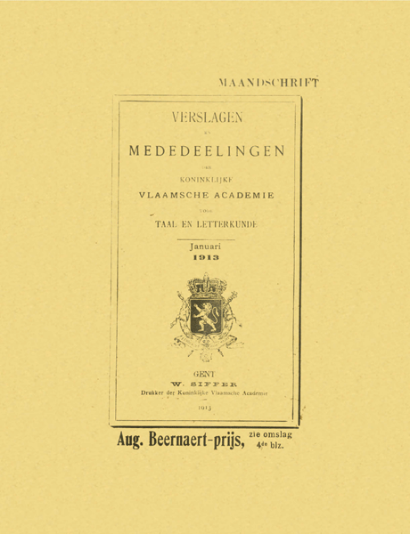 Titelpagina van Verslagen en mededelingen van de Koninklijke Vlaamse Academie voor Taal- en Letterkunde 1913