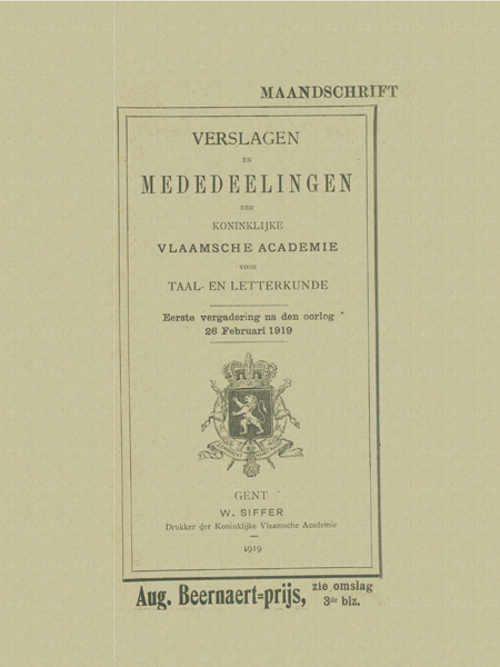 Verslagen en mededelingen van de Koninklijke Vlaamse Academie voor Taal- en Letterkunde 1919