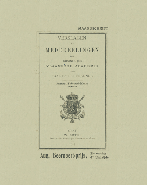 Verslagen en mededelingen van de Koninklijke Vlaamse Academie voor Taal- en Letterkunde 1923