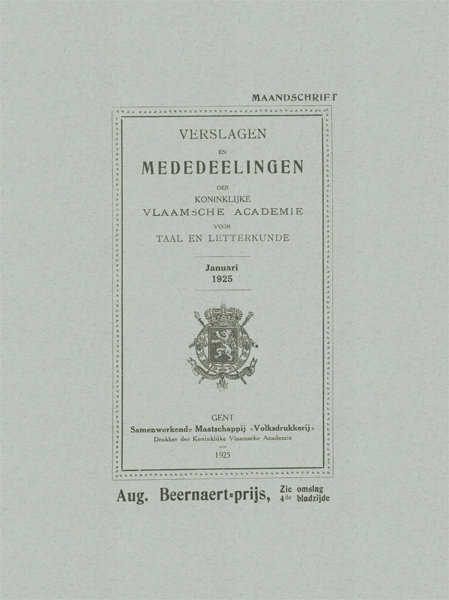 Verslagen en mededelingen van de Koninklijke Vlaamse Academie voor Taal- en Letterkunde 1925