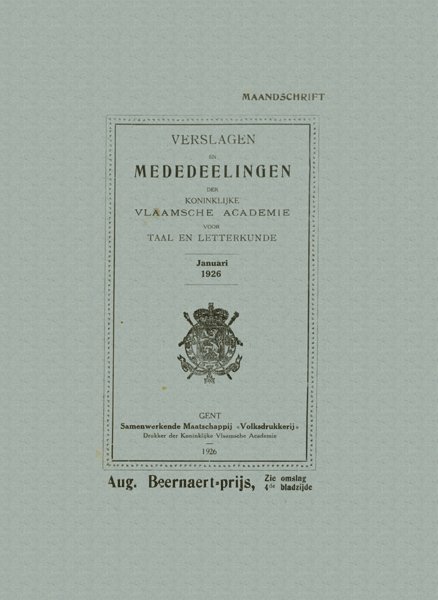 Titelpagina van Verslagen en mededelingen van de Koninklijke Vlaamse Academie voor Taal- en Letterkunde 1926