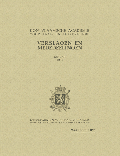 Verslagen en mededelingen van de Koninklijke Vlaamse Academie voor Taal- en Letterkunde 1931