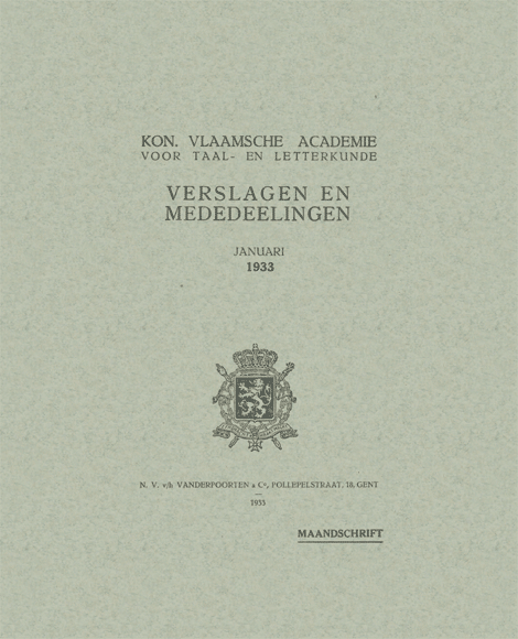 Verslagen en mededelingen van de Koninklijke Vlaamse Academie voor Taal- en Letterkunde 1933