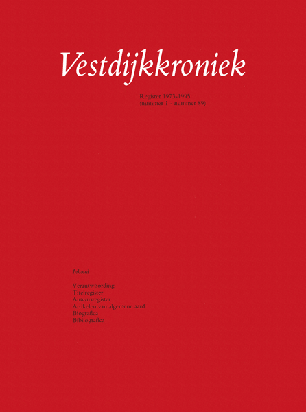 Titelpagina van Vestdijkkroniek. Register 1973-1995 (nummer 1 - nummer 89)