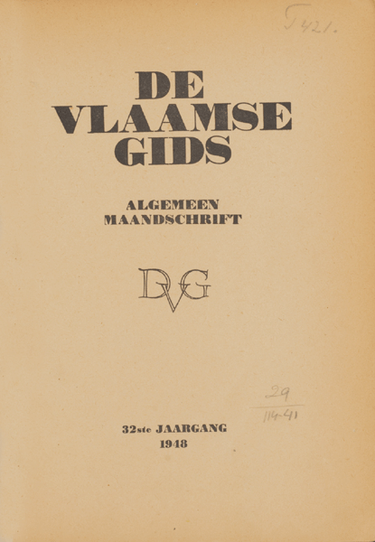 Titelpagina van De Vlaamse Gids. Jaargang 32