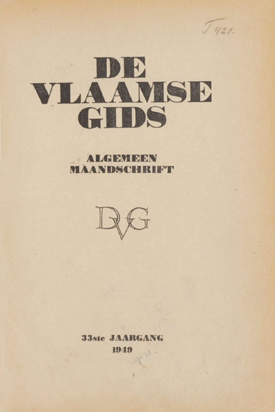 Titelpagina van De Vlaamse Gids. Jaargang 33
