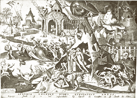Pieter Breughel

LUXURIA

Naar de kopergravure van Petrus a Mericus in het Prentenkabienet te Amsterdam