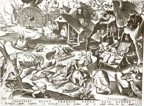Pieter Breughel

DESIDIA

Naar de kopergravure van Petrus a Mericus in het Prentenkabienet te Amsterdam