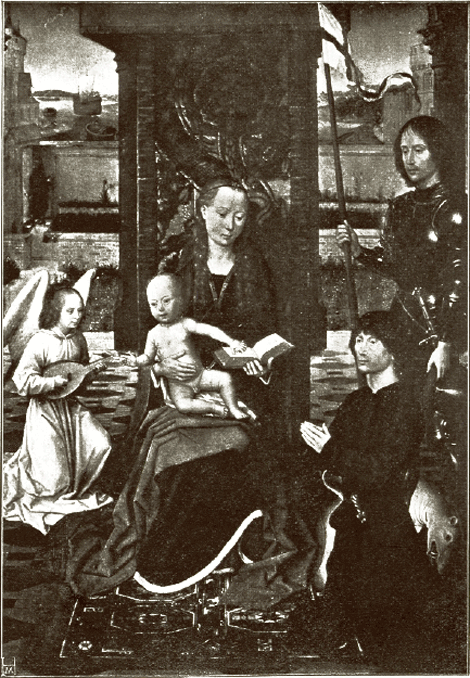 Hans Memling

(± 1430 (?) + 1494)

DE MAAGD EN HET KIND, MET St JORIS EN BEGIFTIGER

Londen, National Gallery, Nr 686.