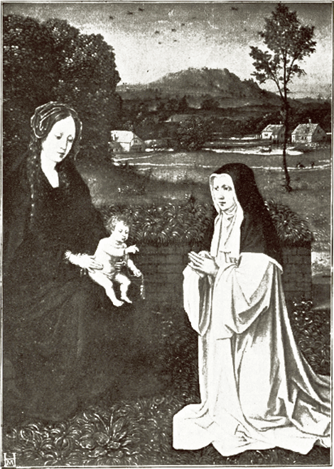 Joachim Patinier

(Tweede helft van de XVe eeuw + 1524)

DE MAAGD EN HET KIND, MET DE H. AGNES.

Londen, National Gallery Nr 945