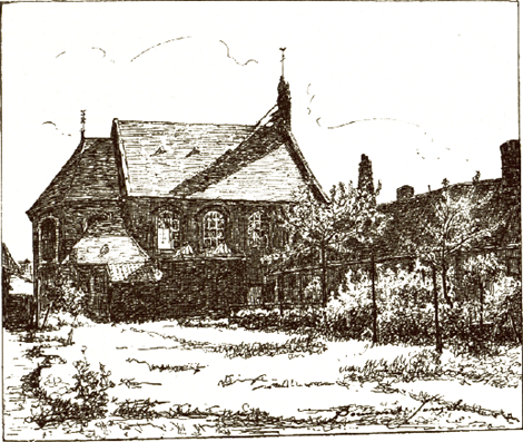 ZICHT OP HET KERKJE EN DE GODSHUISJES VAN BLINDEKENS, opzettelik voor de ‘Vlaamse School’ getekend door

Jozef Boûûaert.