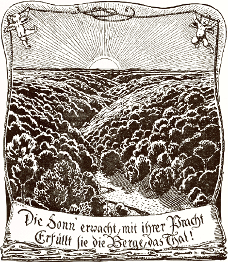 Uit Deutsche Wanderlieder, - geïllustreerd door Hans von Volkmann (uitgaaf Jungbrunnen van Fischer und Franke, Berlijn).