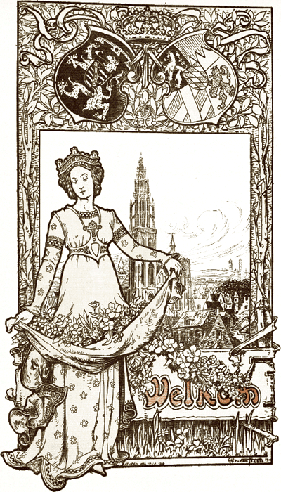 ALFRIED VAN NESTE Diskaart voor het Feestmaal, door de Stad Antwerpen aangeboden aan HH. KK. HH. Prins Albrecht en Prinses Elisabeth van België, de 23. Desember 1900.