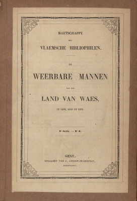 Titelpagina van De weerbare mannen van het land van Waes in 1480, 1552 en 1558