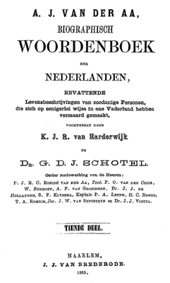 Titelpagina van Biographisch woordenboek der Nederlanden. Deel 10