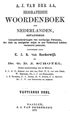 Titelpagina van Biographisch woordenboek der Nederlanden. Deel 15