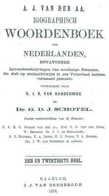 Biographisch woordenboek der Nederlanden. Deel 21