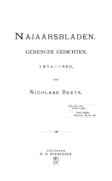 Najaarsbladen. Gemengde gedichten, 1874-1880