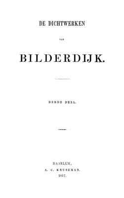 Titelpagina van De dichtwerken van Bilderdijk. Deel 3
