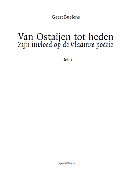 Titelpagina van Van Ostaijen tot heden. Zijn invloed op de Vlaamse poëzie