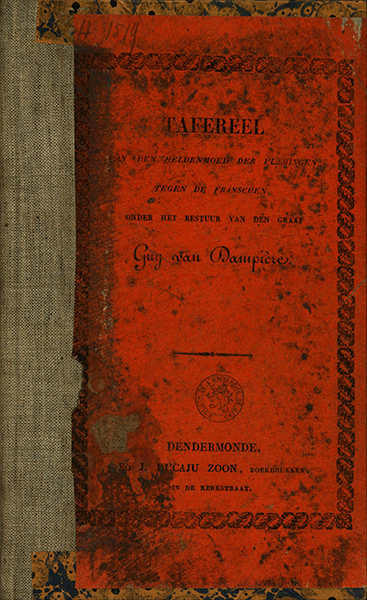 Titelpagina van Dichtstuk over den heldenmoed der Vlamingen tegen de Franschen betoond onder het bestuur van den graaf Guy van Dampière
