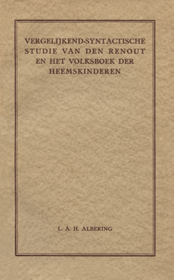Titelpagina van Vergelijkend-syntactische studie van den Renout en het Volksboek der Heemskinderen