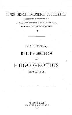 Titelpagina van Briefwisseling van Hugo Grotius. Deel 1