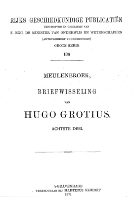 Titelpagina van Briefwisseling van Hugo Grotius. Deel 8