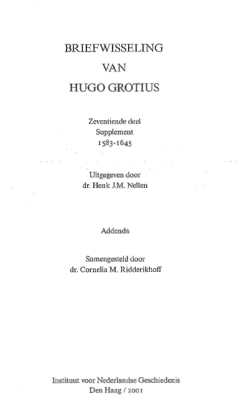Briefwisseling van Hugo Grotius. Deel 17