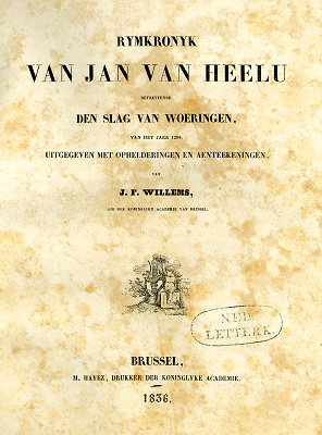 Rymkronyk van Jan van Heelu betreffende den slag van Woeringen van het jaer 1288