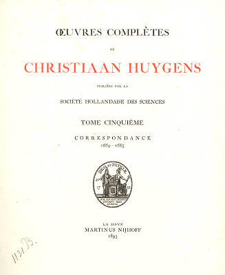 Titelpagina van Oeuvres complètes. Tome V. Correspondance 1664-1665