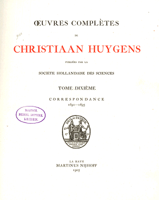 Titelpagina van Oeuvres complètes. Tome X. Correspondance 1691-1695