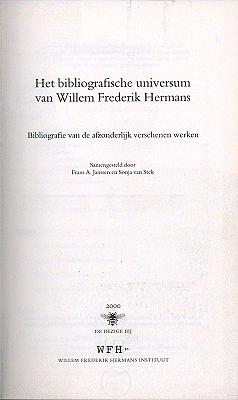 Titelpagina van Het bibliografische universum van Willem Frederik Hermans