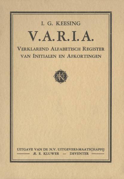 V.A.R.I.A. Verklarend Alfabetisch Register van Initialen en Afkortingen