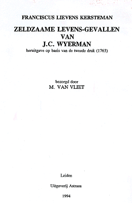 Titelpagina van Zeldzaame levens-gevallen van J.C. Wyerman