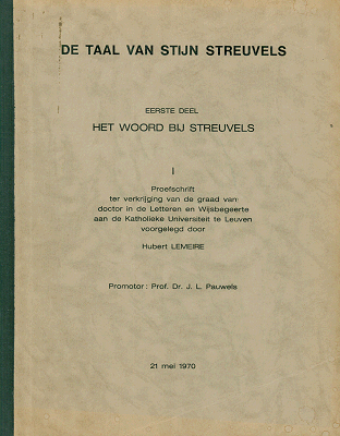 Titelpagina van De taal van Stijn Streuvels. Deel 1. Het woord bij Streuvels