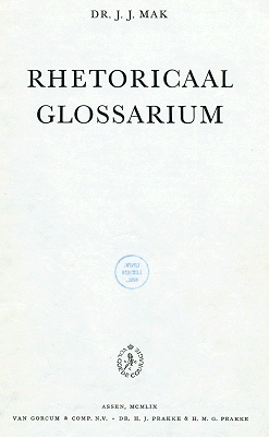 Titelpagina van Rhetoricaal glossarium