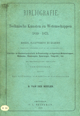 Bibliografie der technische kunsten en wetenschappen 1850-1875