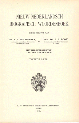 Titelpagina van Nieuw Nederlandsch biografisch woordenboek. Deel 2