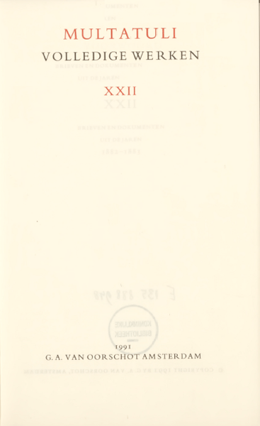 Titelpagina van Volledige werken. Deel 22. Brieven en dokumenten uit de jaren 1882-1883