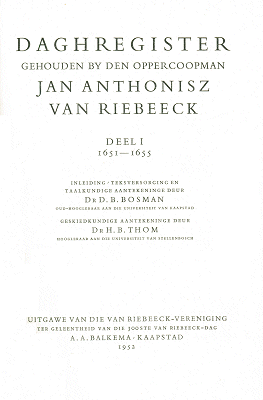 Titelpagina van Daghregister. Deel 1. 1651-1655