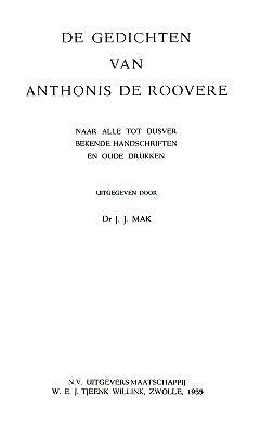 De gedichten van Anthonis de Roovere