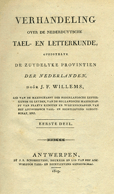 Titelpagina van Verhandeling over de Nederduytsche tael- en letterkunde, opzigtelyk de Zuydelyke provintien der Nederlanden