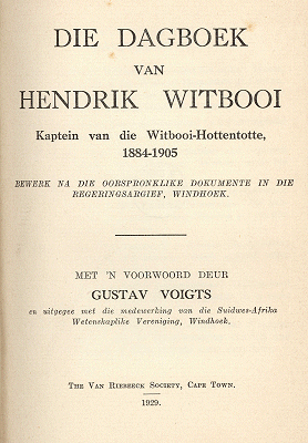 Titelpagina van Die dagboek van Hendrik Witbooi
